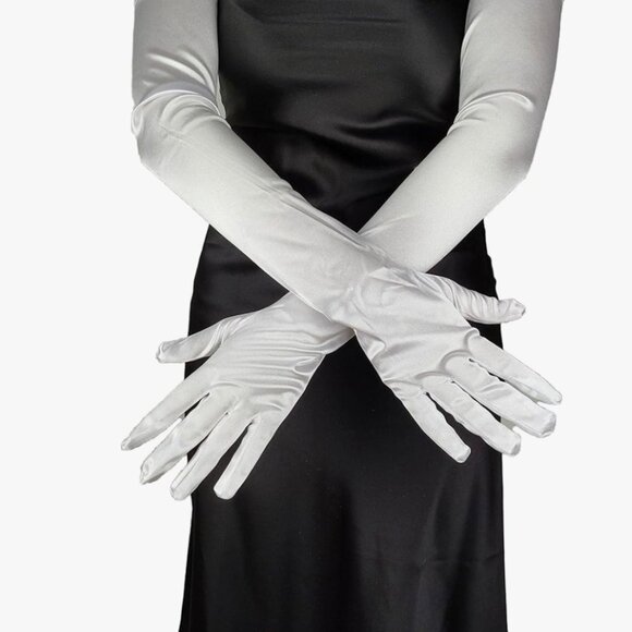 Satin Long Cocktail Gloves - Picture 3 of 3
